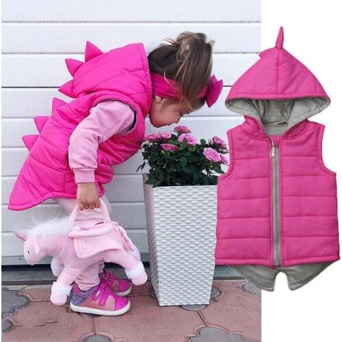 Hot Modis Kids Baby Vest Girls Winter Warm Coat Dinosaur Down Jacket Snowsuit Outwear Clothing Casual