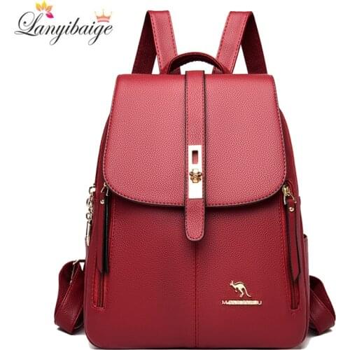 Fashion Women Backpacks Multifunctional Shoulder Bags High Quality PU Leather Backpack School Bags for Girls Travel Backpack