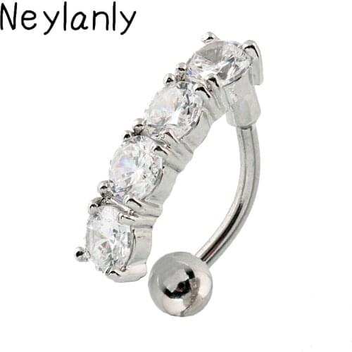 Fashion Top Down Piercing Navel Accessories Pircing Ombligo Crystal Stainless Steel Belly Button Ring Body Piercing Jewelry