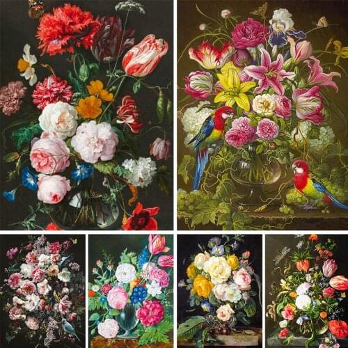 5D DIY Diamond Painting Flowers Vase Kit Full Drill Square Embroidery Mosaic Art Picture of Rhinestones Home Decor Gift Sale