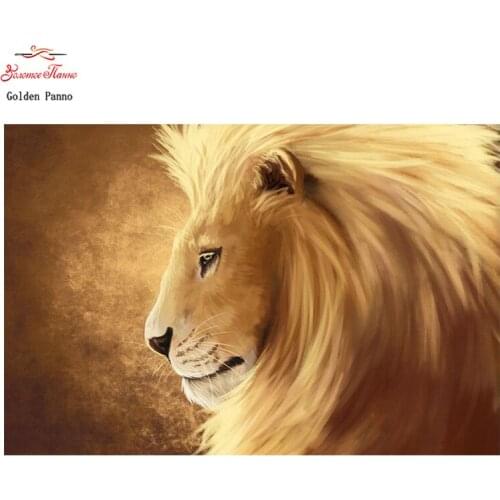 Golden Panno,DIY DMC 11CT 14CT completely Cross stitch Animal lion kits embroidery needlework sets wall decoration 08