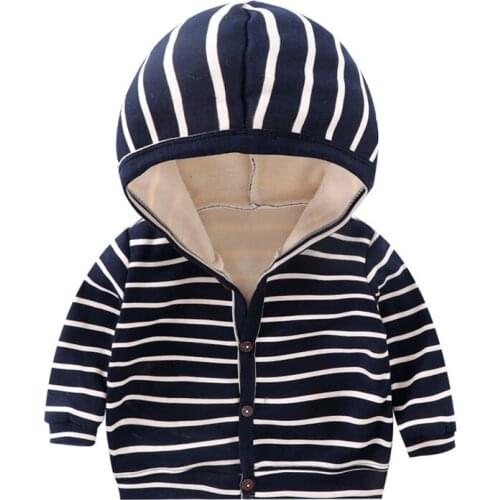 New Baby Boys Girls Outerwear Clothes Cute Hooded Striped Coat Winter Warm Infant Unisex Jacket Toddler Cardigan Coats 1-5Y
