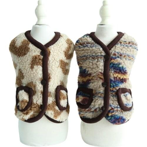 Pet Clothes Jacket Winter Dog Fleece Vest Cat Button Coat Outfit Garment Yorkshire Terrier Teddy Bichon Pomeranian Puppy Clothes