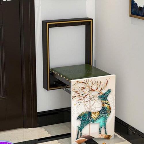 Good Comrades In Arms Solid Wood Folding Shoes Stool Wall Hanging Household Ultra Thin Shoes Stool Light Luxury Invisible Space
