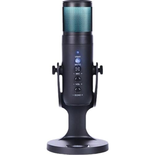 New Wired Type C Mic Gaming Studio Microfone USB Professional Condenser Microphone Youtube Recording RGB for PC