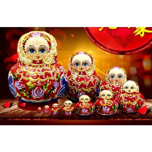 10 pcs/set 15cm Matryoshka Russian Doll Children Wooden Toys Russian Nesting Dolls Ethnic Dolls Dried Basswood Gift