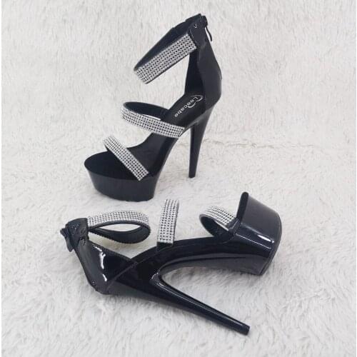 Leecabe 15CM/6Inch PU Upper Platform party High Heels Shoes Pole Dance sandals Shoes