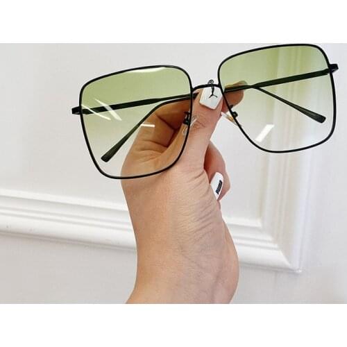 New Vintage Metal Oversized Square Sunglasses Women Brand Fashion Big Frame Color Sun Glasses Men Driving Shades Oculos Feminino