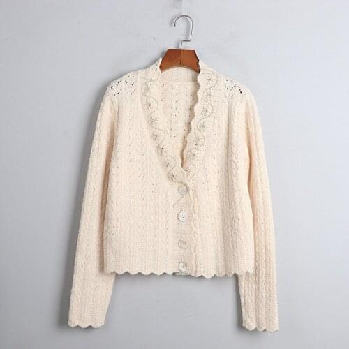 1128 2020 Autumn Free Shipping V Neck Sweater Long Sleeve Kint Cardigan Apricot Fashion Womens Clothes Pullover DL