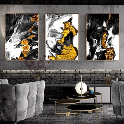 Black and White Golden Vintage Picture Home Decor Canvas Painting Wall Art Retro Luxury Decor Posters and Prints for Living Room