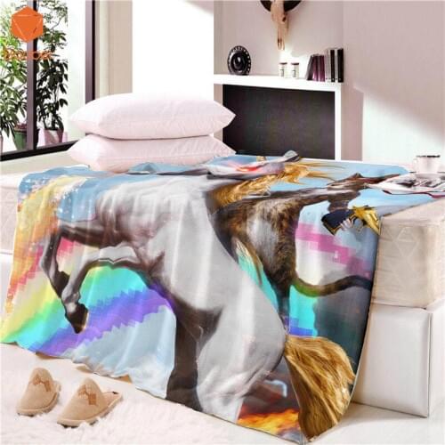 Nap blanket Super Soft Unicorn Horse Velvet Plush Throw Blanket Art Children blanket Throw Travel Beach Towel Printed CB75