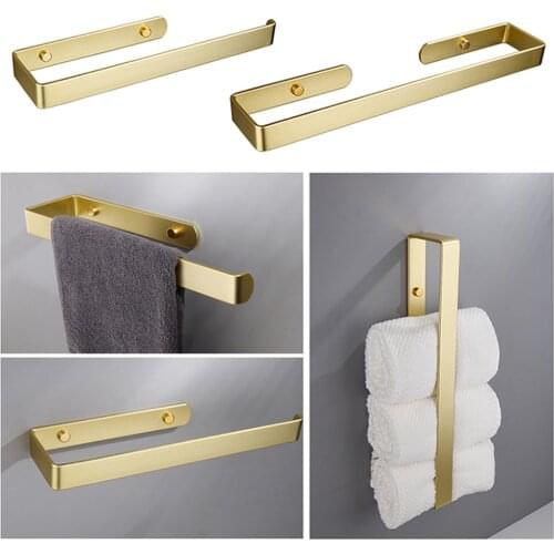Gold Bathroom Towel Rack Bar Kitchen Roll Paper Hand Towel Holder Aluminum Alloy Wall Storage Shelf Home Organizer Decor
