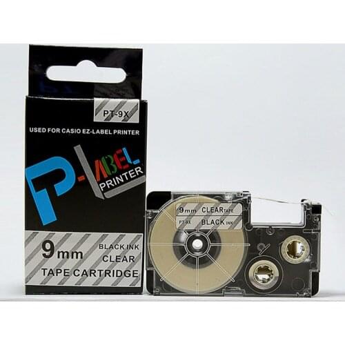 100% Compatible tape XR-9X black on clear tape cartridge for EZ label printer PT-9X