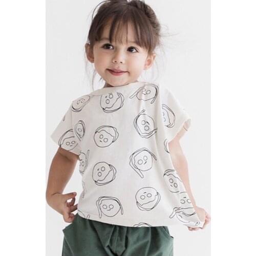 2021 Boy Girls Short Sleeve T-shirt Baby CartoonPrinting Tee Tops Children Cotton Clothes For Summer Kids Costume For Girls Cute