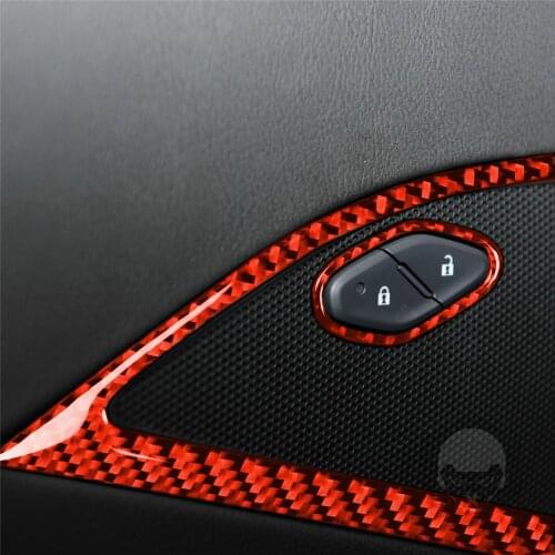 Car Door Speaker Cover Decoration Trim Sticker for Chevrolet Corvette C7 2014-2019 Carbon Fiber LHD Red Car Accessories 3pcs