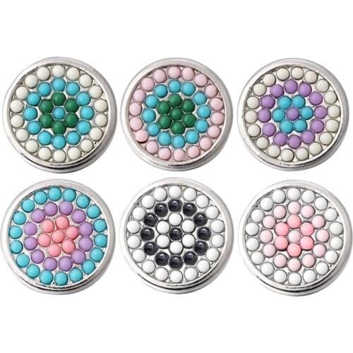 5pcs/lot New 18mm Snap Jewelry Mini Beads Flower Round Metal Snap Buttons Fit Snap Button Bracelet Necklace for Women Jewelry
