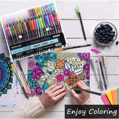 96Pcs Colors Glitter Gel Pens Refill Set Art Markers Pens neon Colours,For for Adult Colouring Books,Doodling,Office Stationery