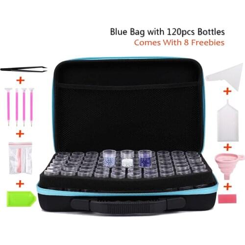 INNE Diamond Painting Storage Box Accessories Bag 15/30/60/120-Slot Mosaic Cross Stitch Zipper Case DIY Tool Carry Container