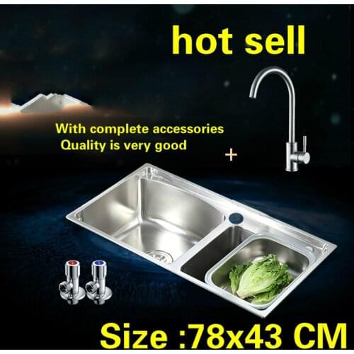 Free shipping Standard kitchen sink food grade 304 stainless steel double groove 78x43 CM