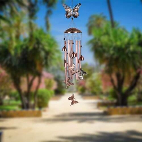 Large Outdoor Butterfly Wind Chime Dark Color Metal Outdoor Wind Chime Suitable For Garden Or Backyard Home Terrace Porch