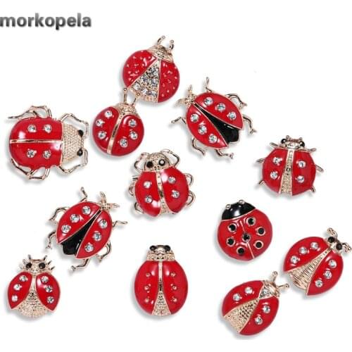 Morkopela Ladybugs Enamel Collar Pins Small Insect Brooch Pin Jewelry Metal Women Men Clothes Clips Brooches Accessories