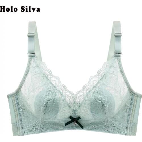 Push Up Bralette Small Breast Summer Brassiere Lace Floral Wireless Bra Ultra Thin Sexy Lingerie Bra for Women 3/4 cup minimizer