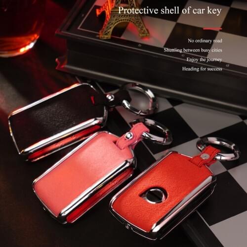 Genuine Leather Galvanized Alloy Car Key Case Cover For Volvo XC40 XC60 S90 XC90 V90 2017 2018 2019