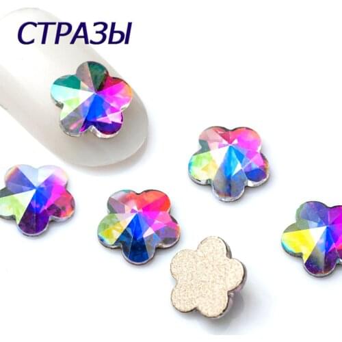 CTPA3bI 20PCS Rivoli Flower No Hotfix Rhinestone For NOHF Strass Flatback Crystal Clear AB Nail Art Rhinestone Decorations