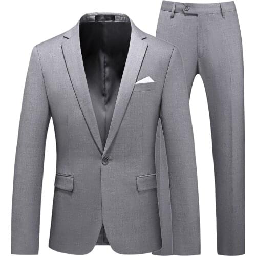 Business Formal Men Suits Solid One-Button Blazer Pants Marriage Tuxedo Male 2 Piece Suit Men Terno Wedding Suit Slim Fit 2021