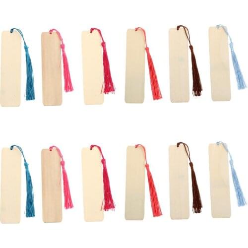 1 set of Wooden Blank Bookmark Delicate Bookmark DIY Bookmark with Tassels