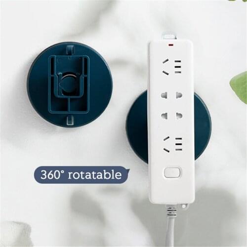 Power Outlet Holder Rotatable Wall Mounted Socket Fixer Plastic Power Strip Support Rack Punch-Free Row Socket Organizer