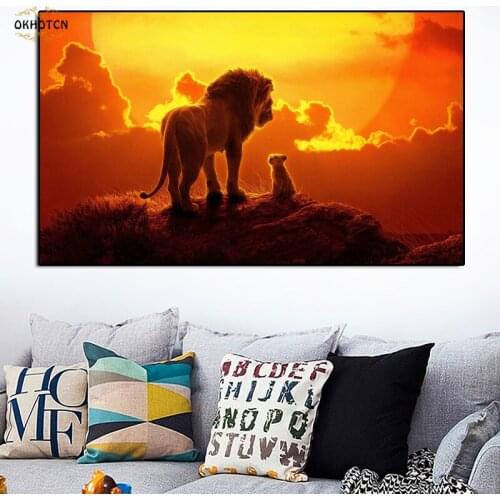 Lion Poster Famous Movie Canvas Painting Living Room Sofa Wall Art Pictures Modern Animal Posters and Prints Home Decoration