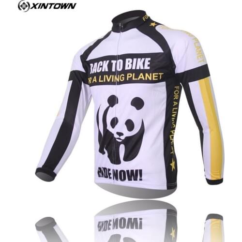 XINTOWN Team Mens Long Sleeve Panda T-shirt Shirt Ropa Ciclismo Racing Bicycle Top Cycling Jersey