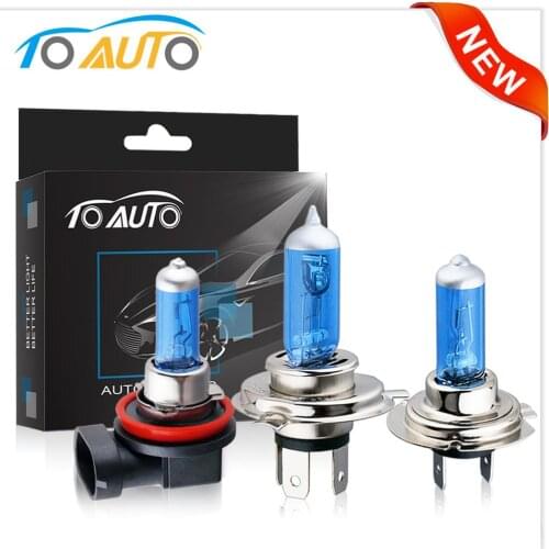2pcs H1 H3 H4 H7 H11 9004 9005 HB3 9006 HB4 9007 55W 12V Halogen Car Headlight Bulbs Super Bright Auto lamp Headlamp 5000K White
