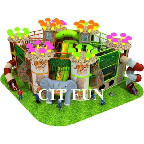 High Quality Giant Amusement Park Elephant world Indoor Playground for sale with big slide and Children Ropeway IP-030D