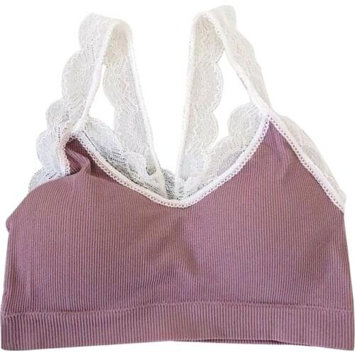 Cotton Slim Camis Tops Women Lace Bra Female Lace Strap Top Bra