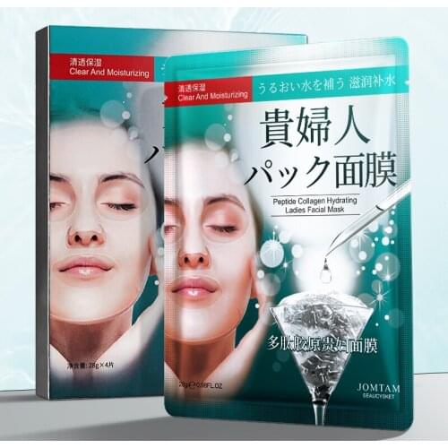 JOMTAM 10Pcs Polypeptide Collagen Rich Lady Mask Moisturizing Shrinking Pores Brightening Skin Care