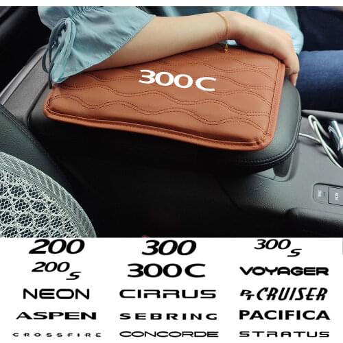 Leather Car Handrest Armrest Box Mats Cover Hand Pillow Pad For Chrysler 300 200 Sebring FR JR Pacifica PT Cruiser car sticker