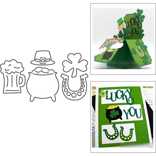 2021 New Beer Mug Pot of Gold Horseshoe Metal Cutting Dies For DIY Craft Making Greeting Card Scrapbooking No Clear Stamps Sets