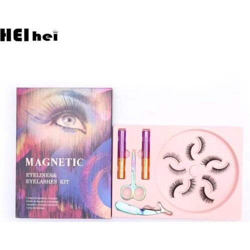 Magnetic Eyelashes Cross-border E-commerce 5/6pcs Magnetic Lotus Holder Self-adhesive Glue-free Natural Cross Magnet Eyelashes