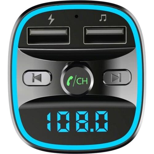 Multifunction Handsfree Music Play Wireless 5.0 FM Transmitter Car MP3 Player LCD Display Dual USB Fast Charger