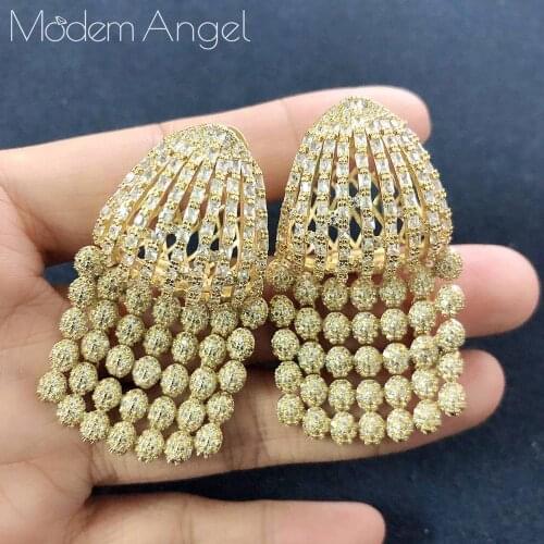 ModemAngel Luxury Round Cubic Zircon Crystal CZ Long Dangle Earrings For Women High Quality Party/Jewelry