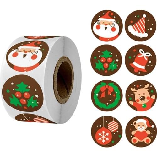 500pcs Merry Christmas Stickers Christmas Tree Elk Candy Bag Sealing Sticker Gifts Box Labels Decorations New Year