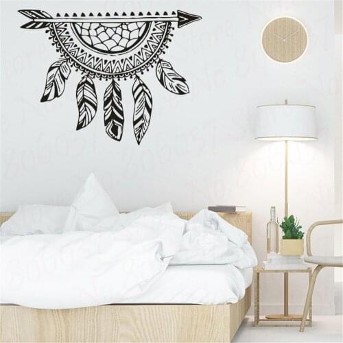 Arrow With Dream Wall Vinyl Decals Feathers Style Creative Dreamcatcher Wall Stickers Removable Bedroom Wall Art WL1730