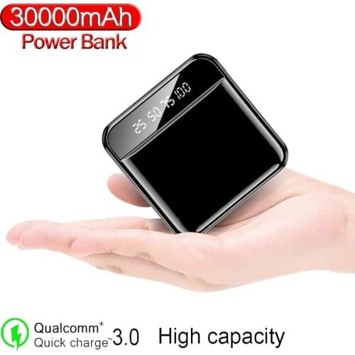 30000mAh Power Bank Portable External Battery Charger For iPhone Xiaomi Mini Powerbank With Double USB LED Digital Display