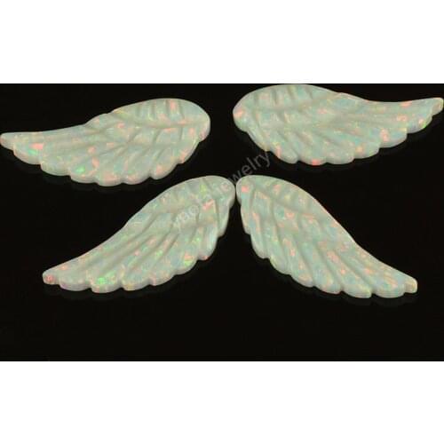 Opal supplier loose pendent stones drilled hole Wholesale carving wing shape lab created opal for pendent in 78 colors