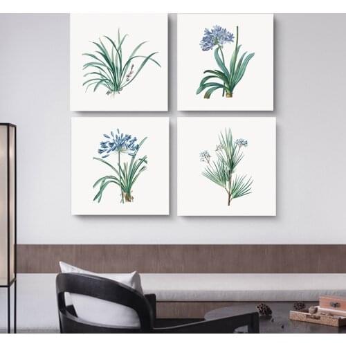 Nordic Posters And Prints Green Plant Canvas Painting Classic Flower Wall Art Print Vintage Picture For Living Room Home Decor