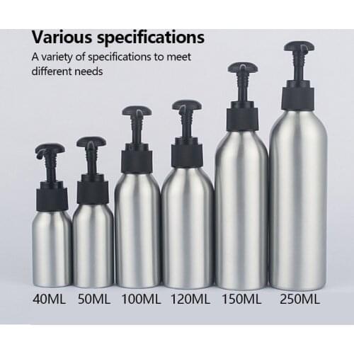 40-250ML Empty Aluminum Bottles With Lotion Pump 150CC Shampoo / Lotion Sub-bottling Empty Cosmetic Container