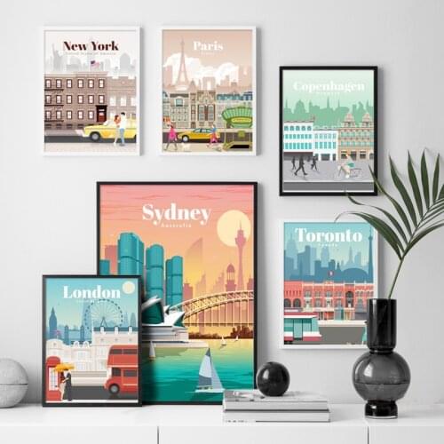 Travel Urban Landscape Poster London New York Paris Spain Nordic Wall Art Print Canvas Painting Living Room Mural Home Decor