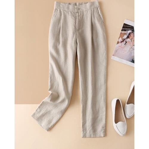 Женские льняные брюки QDMAKESIER China At AliExpress